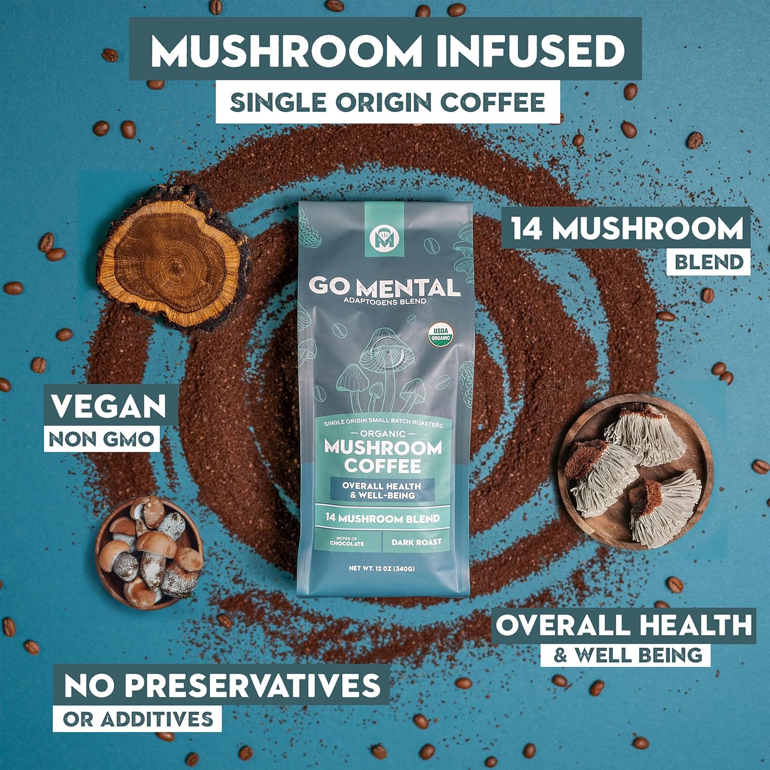 14 Mushroom Coffee Adaptogen Blend